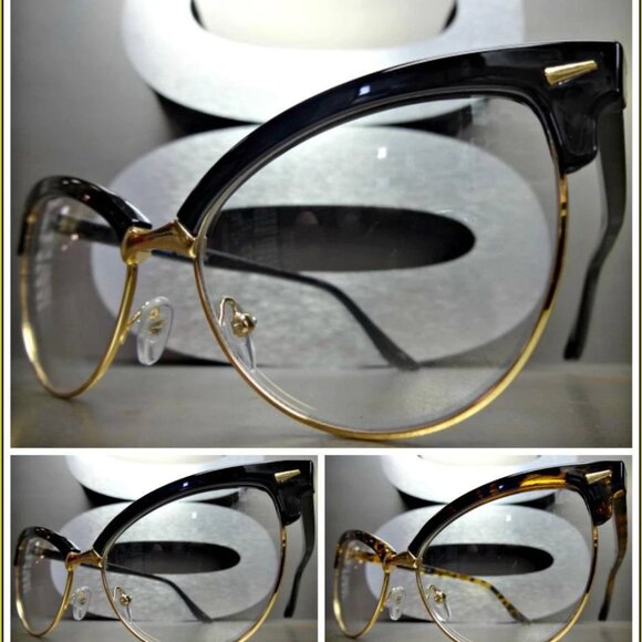 Women's CLASSIC VINTAGE RETRO CAT EYE Style Clear Lens EYE GLASSES Fashion Frame - Picture 1 of 4